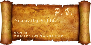 Petrovity Villő névjegykártya